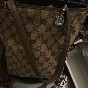 Gucci Tan and Brown GG Canvas Tote